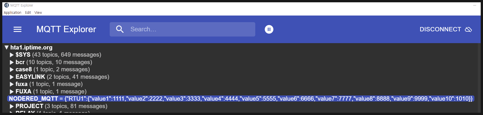 미쓰비시 MC 프로토콜 이더넷 수집값을 Node-RED에서 다루기 (MQTT)